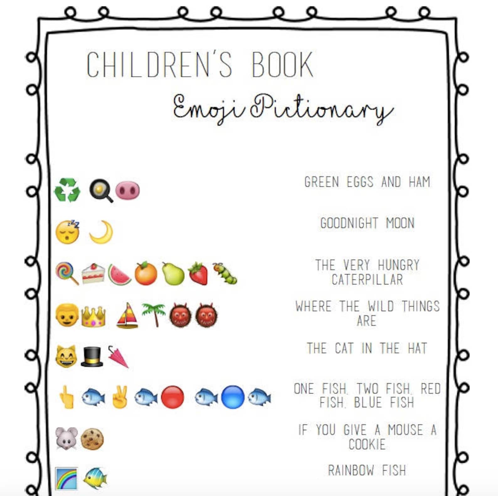 Children's Book Emoji Pictionary Baby Shower Etsy