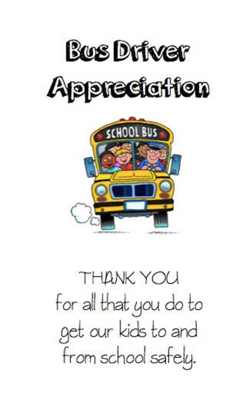 Bus Driver Appreciation Notes Etsy