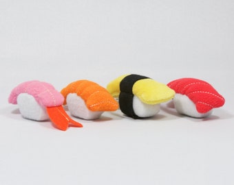 Set of 4 Cat Toy Sushi Stuffed with Organic Catnip