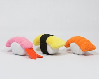 Set of 3 Cat Toy Sushi - Stuffed with Organic Catnip