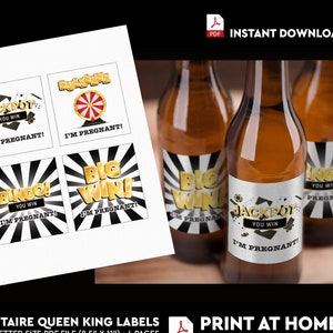 Poker Solitaire Reveal To Husband, Dad Beer Labels,Gonna Be Dad Beer Labels, Pregnancy Beer Labels, Pregnancy Announcement,Pregnant Surprise
