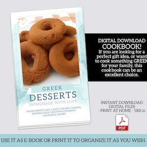 48 Traditional Greek Dessert Recipes Digital Cookbook, Instant Download PDF recipes E-book image 1