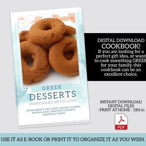 Libro de cocina digital de 48 recetas de postres tradicionales griegos, descarga instantánea de recetas en PDF, libro electrónico