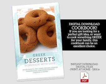48 Traditional Greek Dessert Recipes Digital Cookbook, Instant Download PDF recipes E-book