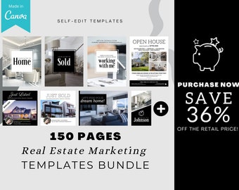 Real Estate Marketing Templates Bundle: Canva Flyers & Social Media (Digital File)