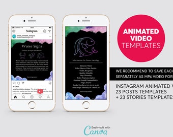 Astrology Instagram Post & Story Templates for Canva (Digital File)
