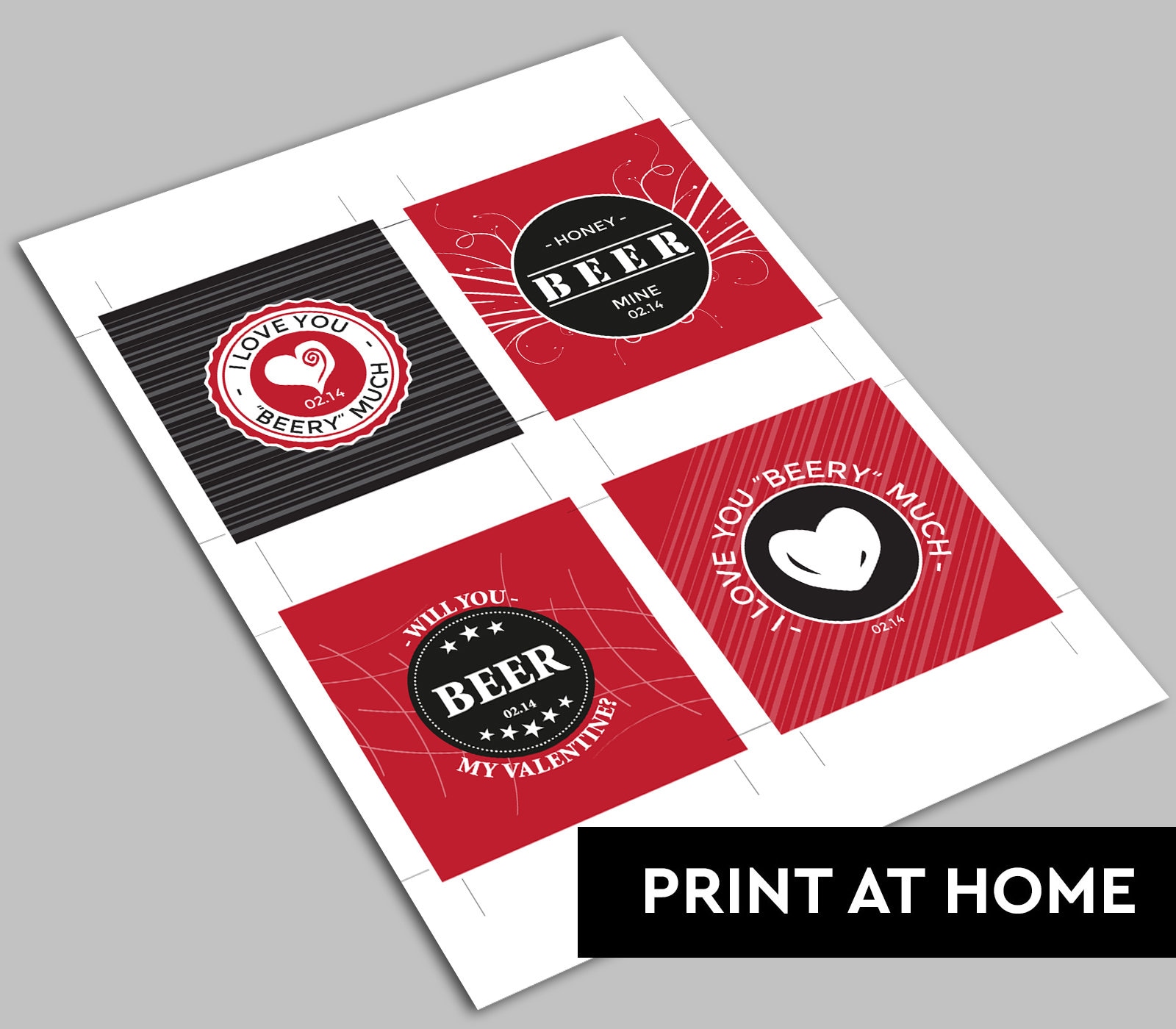 Valentine Beer Printable Labels, DIY Beer Labels, Beer Mine, Will You ...