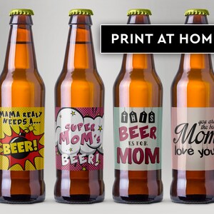 母の日のビールラベル：ユニークなお母さんへの贈り物（印刷可能なラベル）