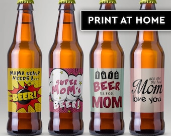 Mom Needs A Beer, Mom Beer Labels, Mother's Day Beer Bottle Labels, Beer Labels for Mom, I Love You Mom Beer Labels, Printable Labels