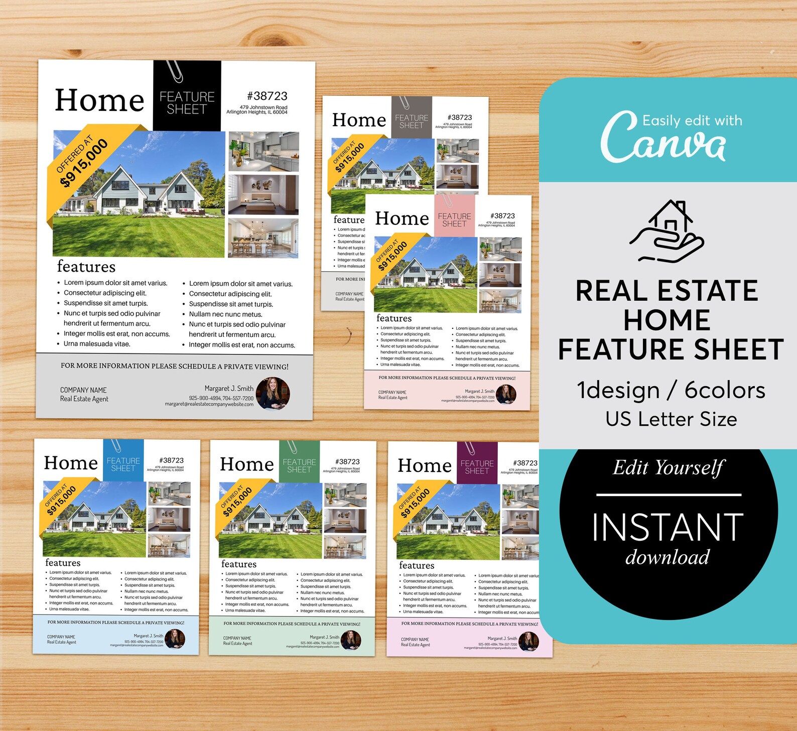 Real Estate Home Feature Sheet Flyer Template Real Estate Etsy