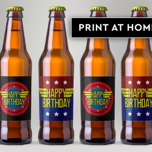 WonderWoman Beer Printable Labels, DC Comics Beer Labels, WonderWoman Birthday Printables, Happy Birthday Beer Label, Superhero Beer Label