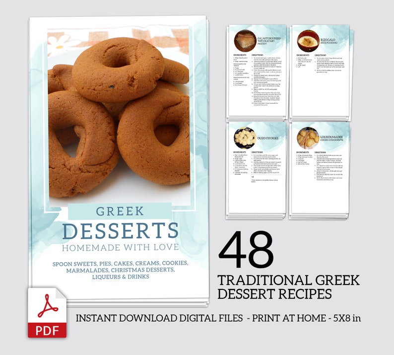 48 Traditional Greek Dessert Recipes Digital Cookbook, Instant Download PDF recipes E-book image 2