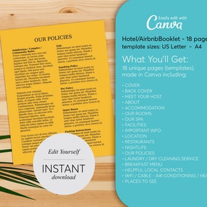 18 Pages Airbnb Hotel Host Guide Welcome Book Home Rental Guidebook Vacation Guide Welcome Guide, Self-Edit Canva Template image 5