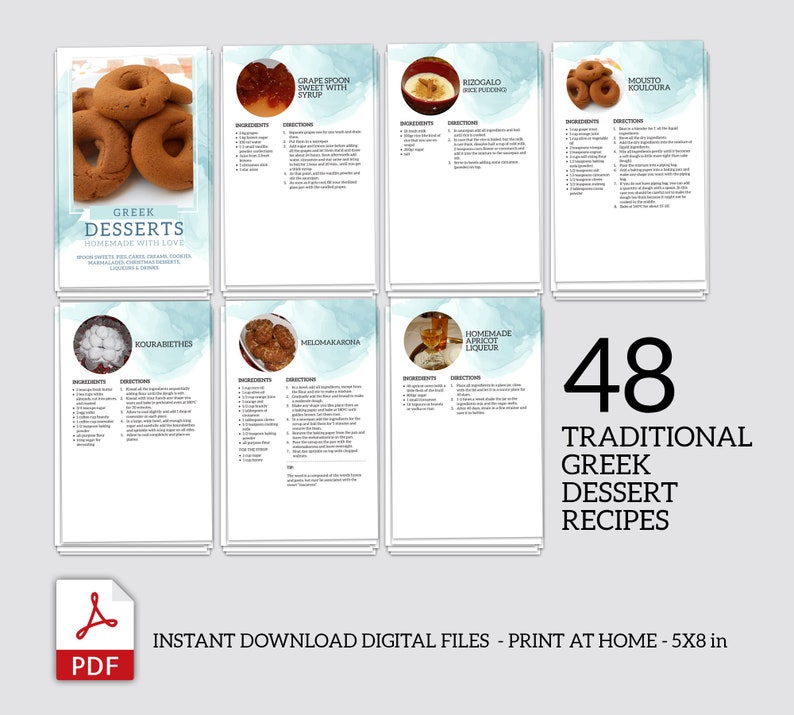 48 Traditional Greek Dessert Recipes Digital Cookbook, Instant Download PDF recipes E-book image 3