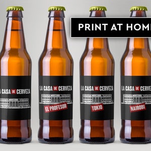 La Casa De Papel Beer Printable Labels, La Casa De Cerveza Beer labels, La Casa De Papel Printables, Digital PDF Download