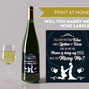 Will You Marry Me Wine Label Printable, Marriage Proposal, Wine Proposal, Valentine Proposal, Wedding Proposal, Creative Wedding Proposal image 1