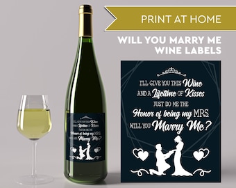 Will You Marry Me Wine Label Printable, Marriage Proposal, Wine Proposal, Valentine Proposal, Wedding Proposal, Creative Wedding Proposal