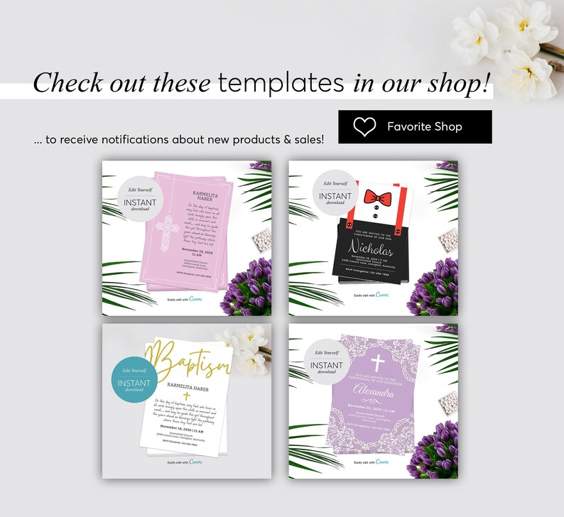 3 Pages Minnie Mouse Baptism Invitation Girl, Printable Invite Template