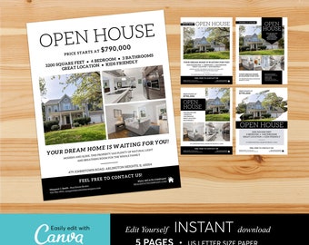 Real Estate Open House Flyer Template: Realtor Marketing (Digital File)