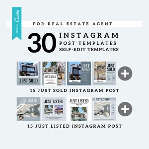 15 + 15 Just Listed Sold Realtor Instagram Posts, Real Estate Agent Social Media Post, Real Estate Marketing, Instagram Post Template, Canva
