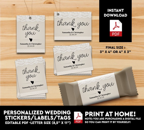 Rustic Wedding Personalized Tags Stickers Labels Wedding Etsy