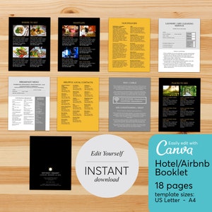 18 Pages Airbnb Hotel Host Guide Welcome Book Home Rental Guidebook Vacation Guide Welcome Guide, Self-Edit Canva Template image 3