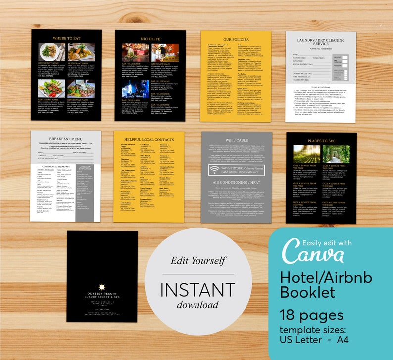 18 Pages Airbnb Hotel Host Guide Welcome Book Home Rental Guidebook Vacation Guide Welcome Guide, Self-Edit Canva Template image 3