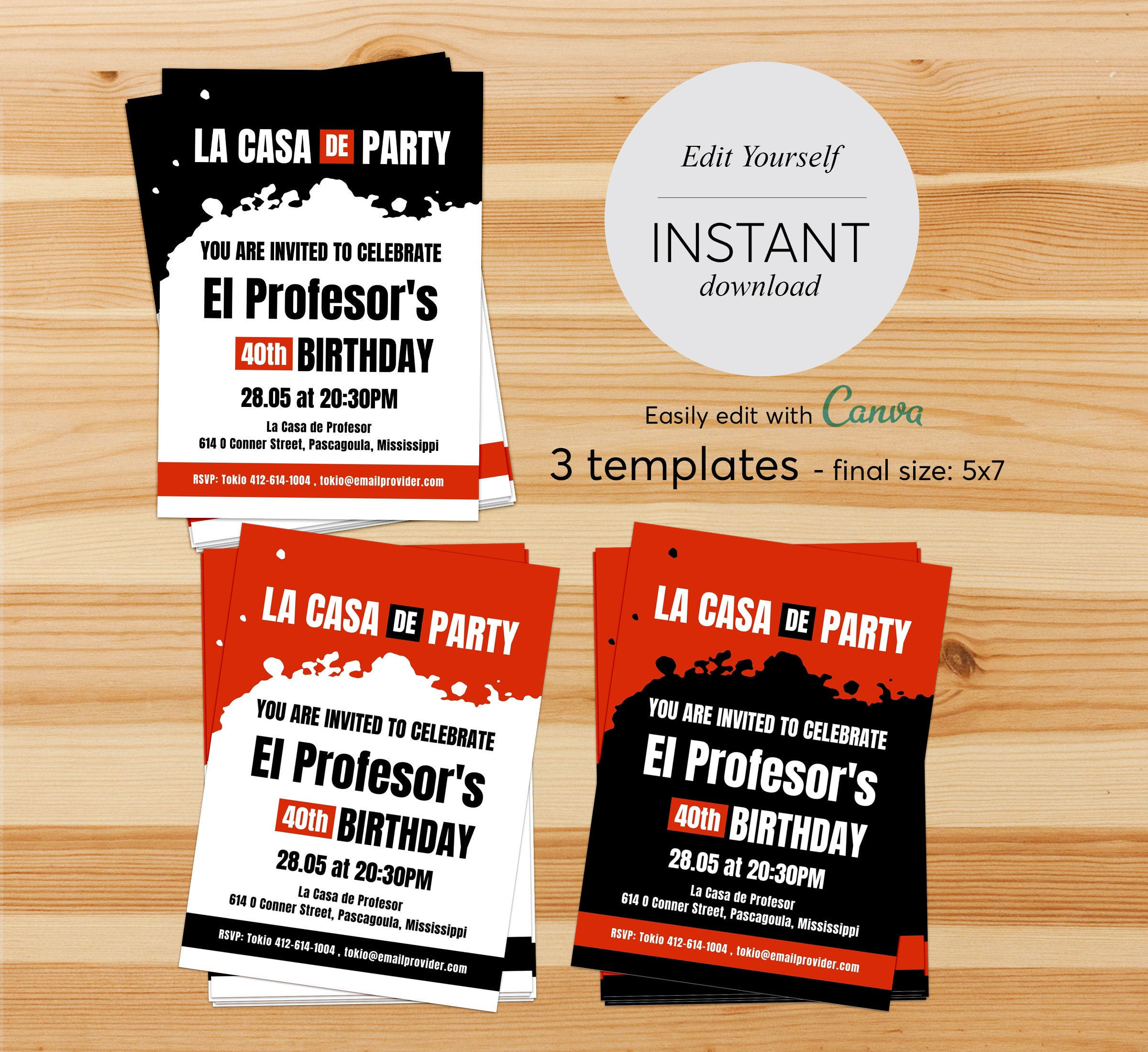 La Casa De Papel Party Editalble Invitationla Casa De Party Etsy