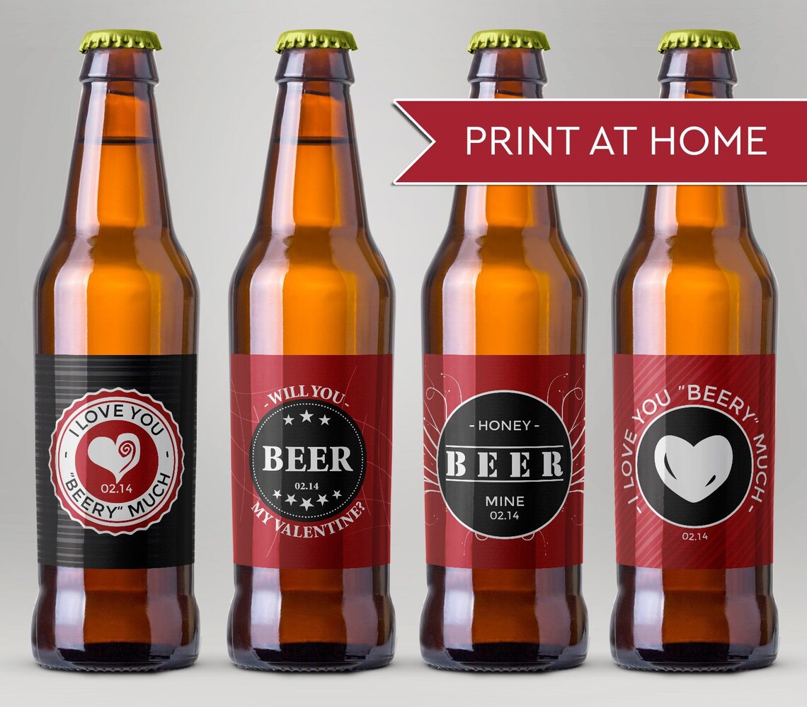 Valentine Beer Printable Labels, DIY Beer Labels, Beer Mine, Will You ...