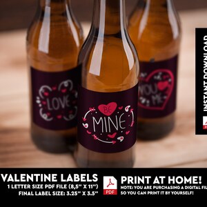 Valentine Beer Printable Labels, DIY Beer Labels, Beer Mine, Will You ...