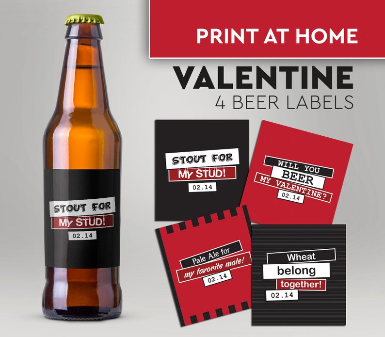 Valentine Beer Printable Labels, DIY Beer Labels, Beer Mine, Will You ...