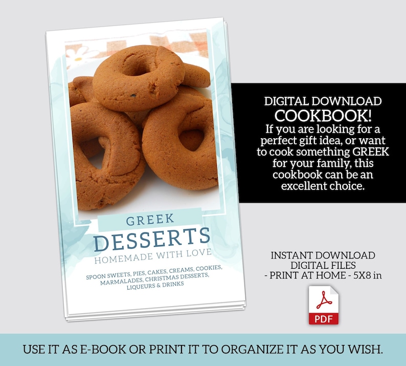 48 Traditional Greek Dessert Recipes Digital Cookbook, Instant Download PDF recipes E-book image 1