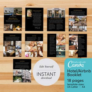 18 Pages Airbnb Hotel Host Guide Welcome Book Home Rental Guidebook Vacation Guide Welcome Guide, Self-Edit Canva Template image 2