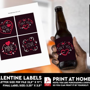 Valentine Beer Printable Labels, DIY Beer Labels, Beer Mine, Will You ...