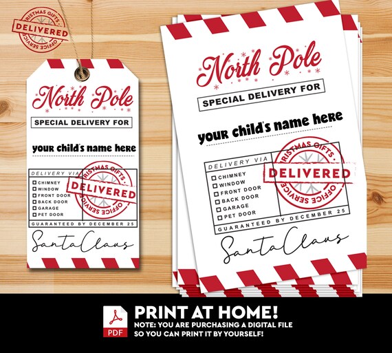 Printable Santa Gift Tags Tag Template Gift Tag From Santa Etsy