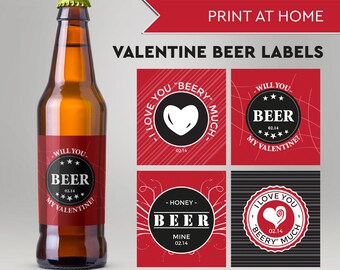 Valentine Beer Printable Labels DIY Beer Labels Beer Mine - Etsy