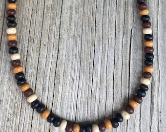 Earth Tones Wood Bead Necklace