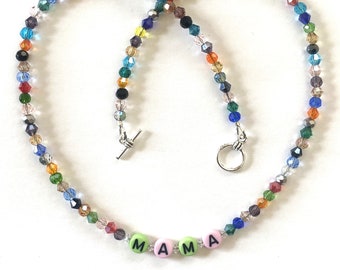 Mama Necklace Crystal Beads