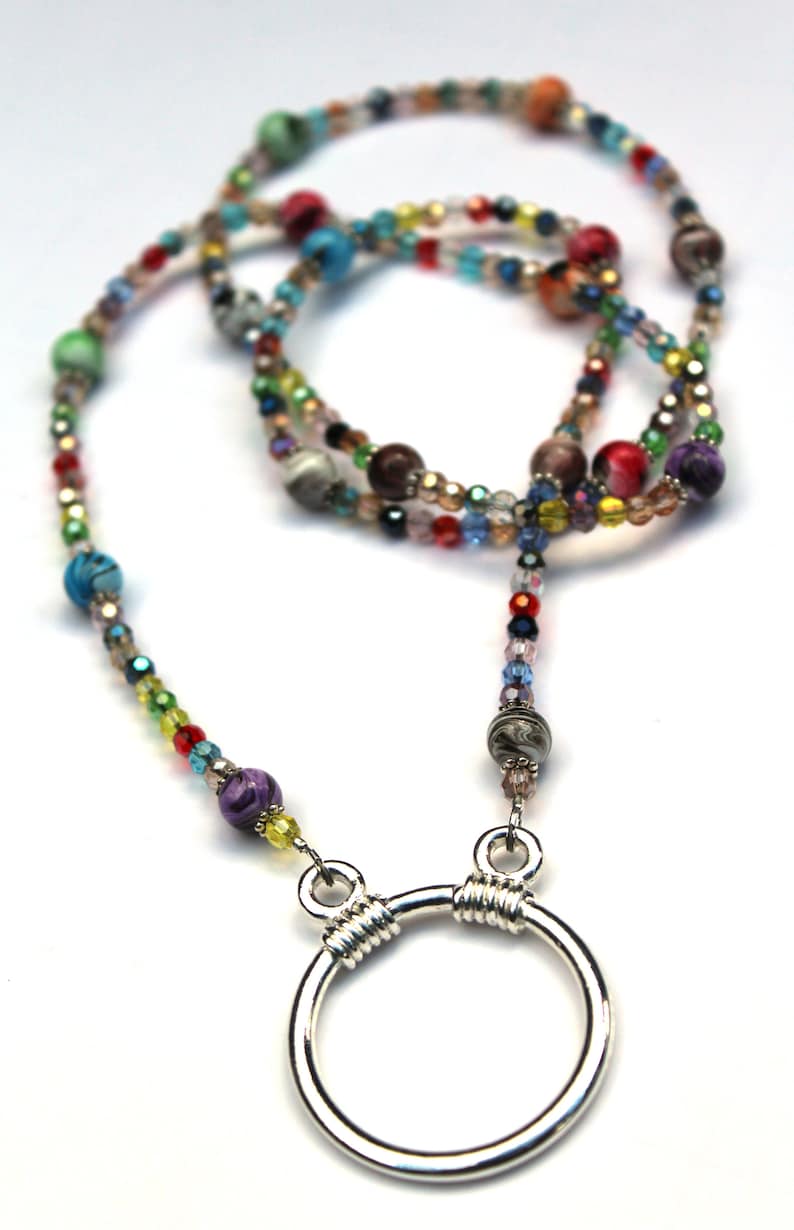 Eyeglass Necklace Colorful Bead Crystal Eyeglasses Chain Etsy