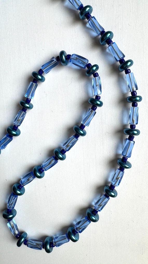 Eyeglass Chain, Blue Bead Glasses Holder