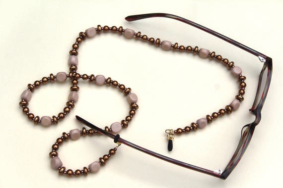 Copper Pearl Beaded Eyeglass Chain