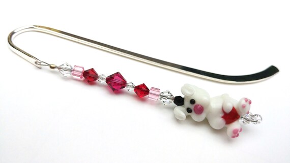 Bead Bookmark, Heart Bunny Rabbit, Bookworm Gift Idea