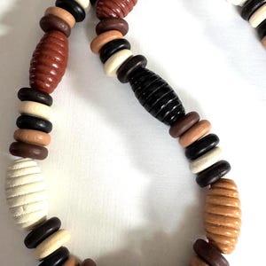 Chunky Wood Bead Necklace, Earth Tones image 3