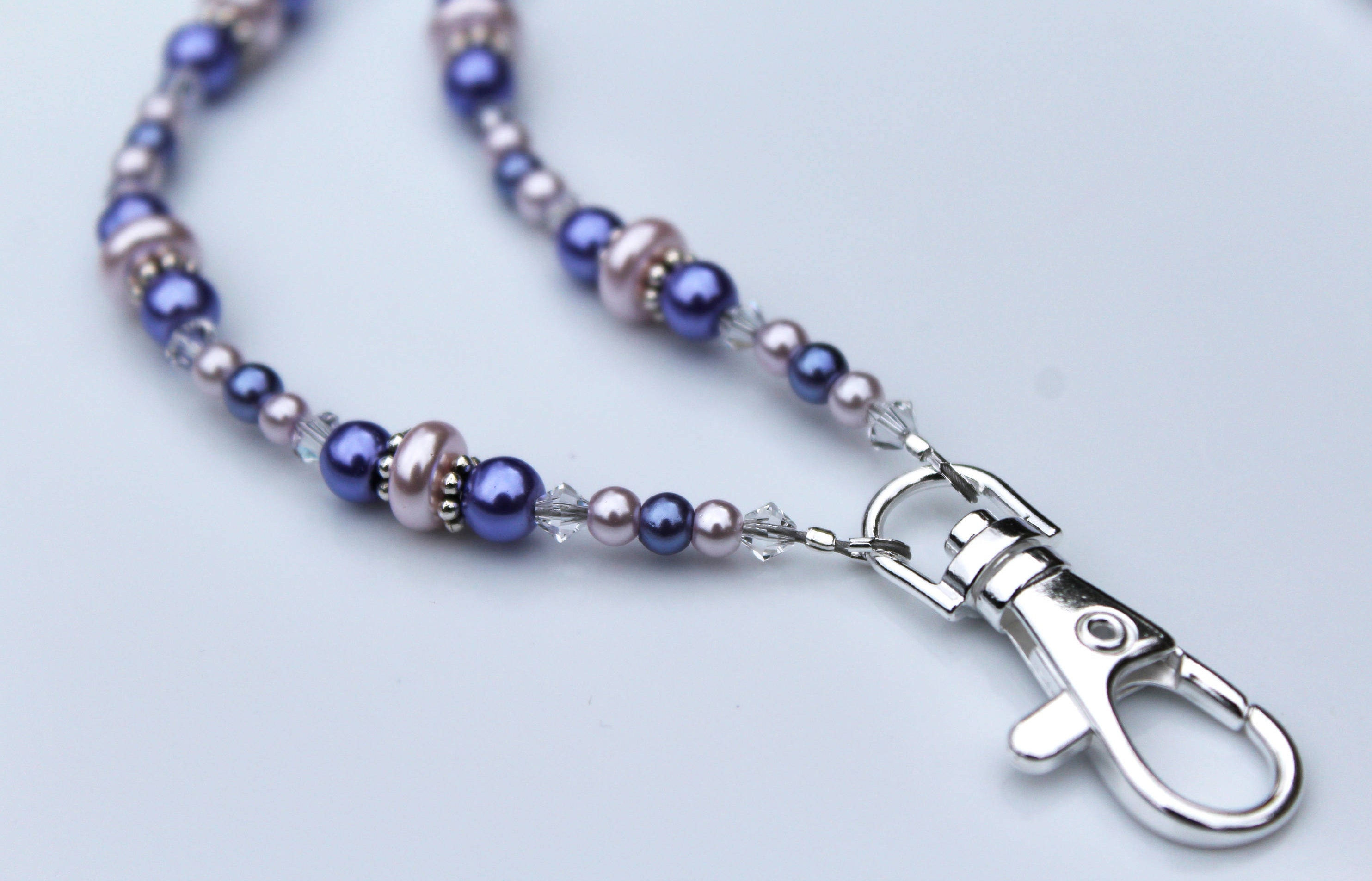 Bead Lanyard for ID Badge Holder Purple Lilac Work or School Etsy