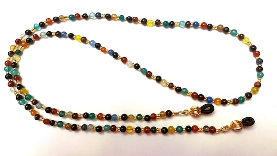 Multicolored Agate Eyeglass Chain