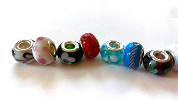 Large Hole Lampwork Glass Beads with Grommet