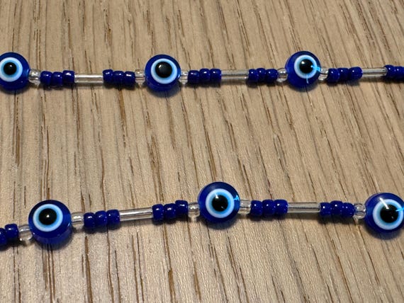 Eyeglass Chain with Evil Eye Beads, Blue Chain for Glasses Holder