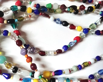 Colorful Necklace, Long Rainbow Bead Rope Length Necklace