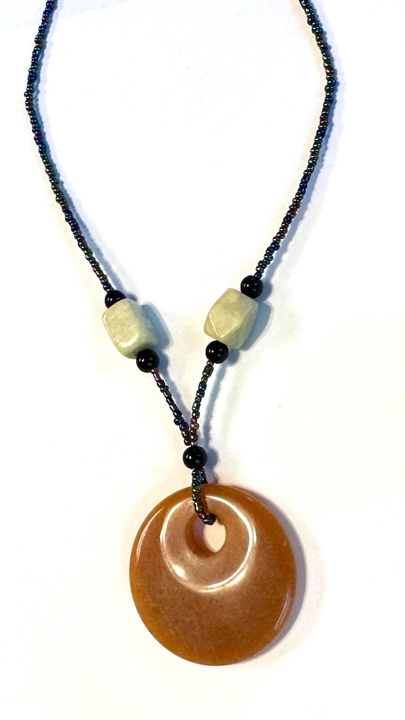 Orange Donut Pendant Necklace