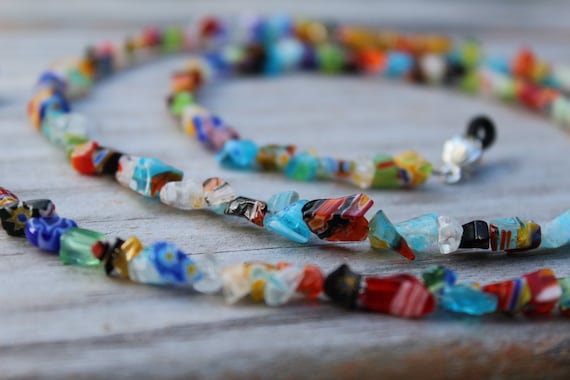 Millefiori Eyeglass Chain, Colorful Beaded Glasses Lanyard